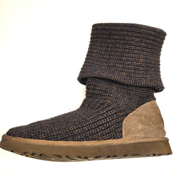 UGG 5819 Brown Cardy Classic Knit Sweater Foldable Button Boots Cozy Hygge, 9 - Picture 4 of 10